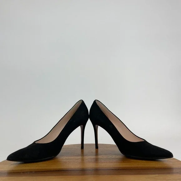 Womens Celine‎ Paris Black Suede Dress Pumps Shoes Heels Size 36.5 US 6.5 M GUC